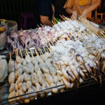 Squid on a grill in Bangkok.
