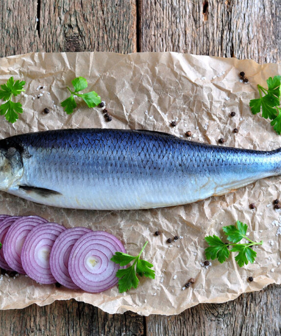 A herring on a piece of parchment paper