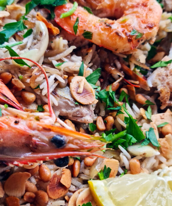 Prawns on a serving platter