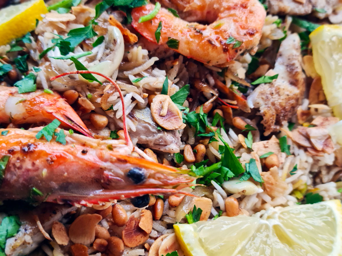 Prawns on a serving platter