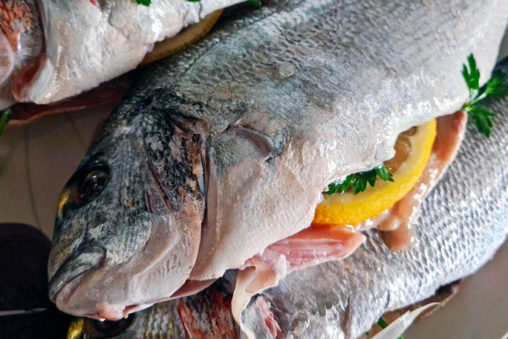 Bream fish with lemon and parsley