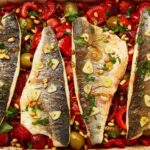 Baked sea bass fillets